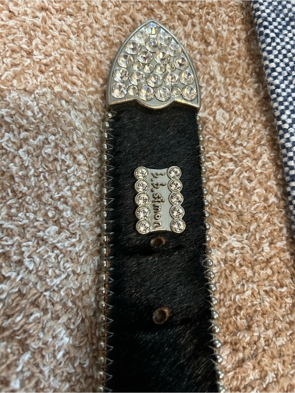 B.B Simon L Swarovski Crystal Bling Belt Cow Hide leather - Picture 4 of 12